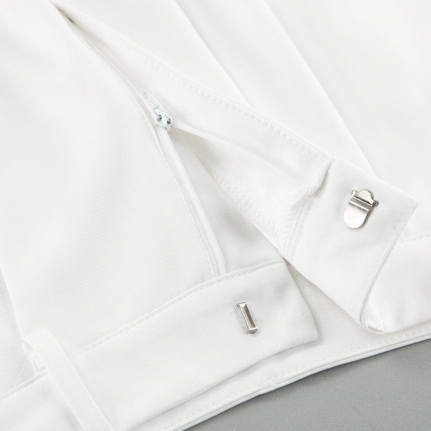 High-Waist White Wide-Leg Trousers