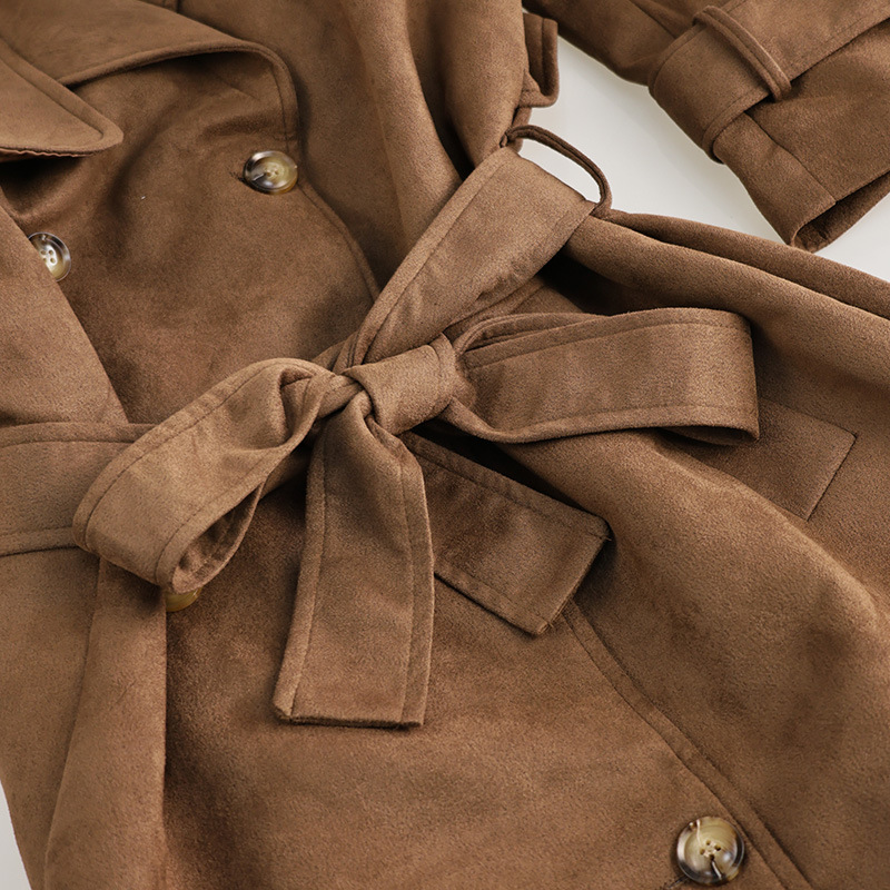 Valencia Double-Breasted Vintage Suede Coat