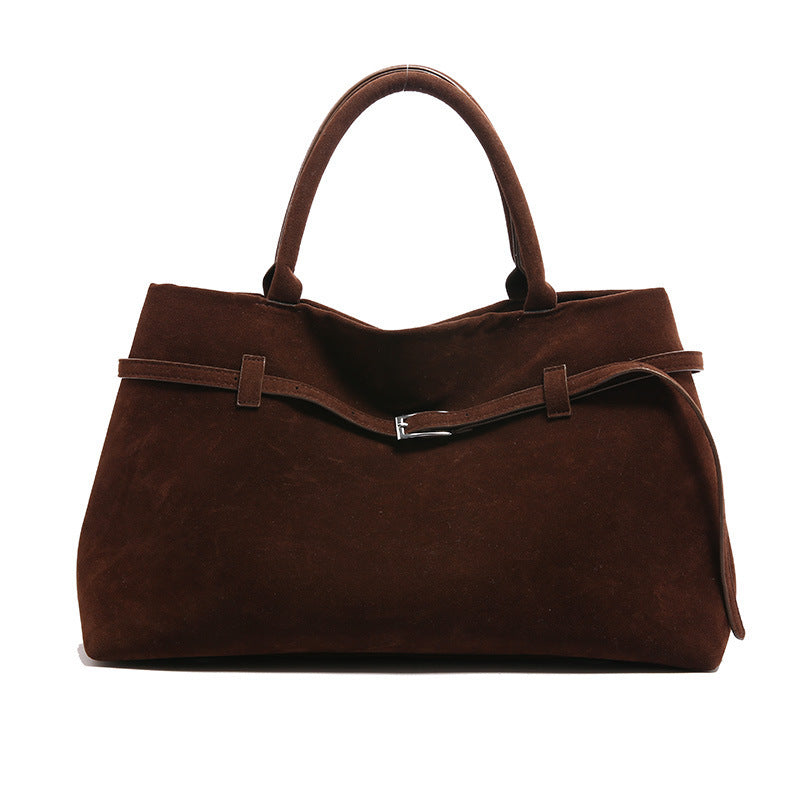 Solid Faux Suede Large Tote Bag