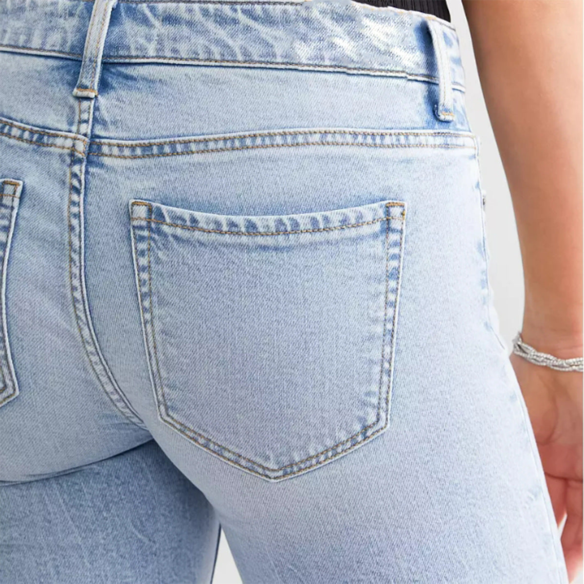 Blue High Waist Straight Jeans