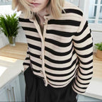 Striped Buckle Knit Cardigan
