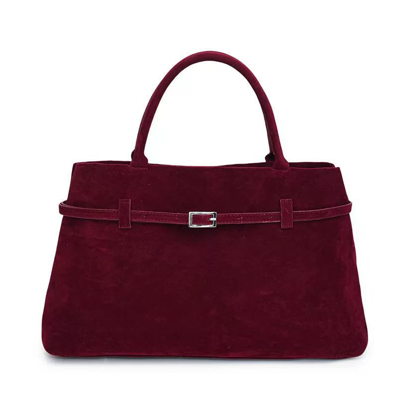 Solid Faux Suede Large Tote Bag