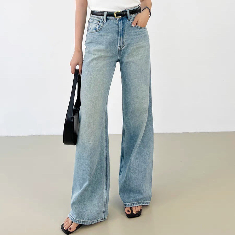 Retro Washed Loose Straight Jeans