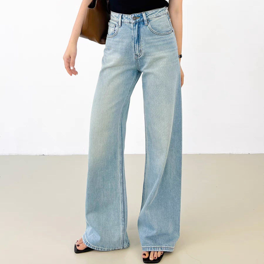 Retro Washed Loose Straight Jeans