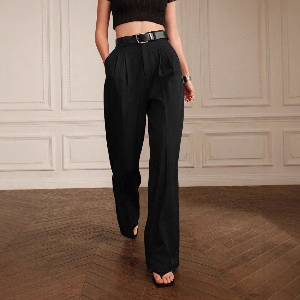Straight Wide-Leg Suit Pants