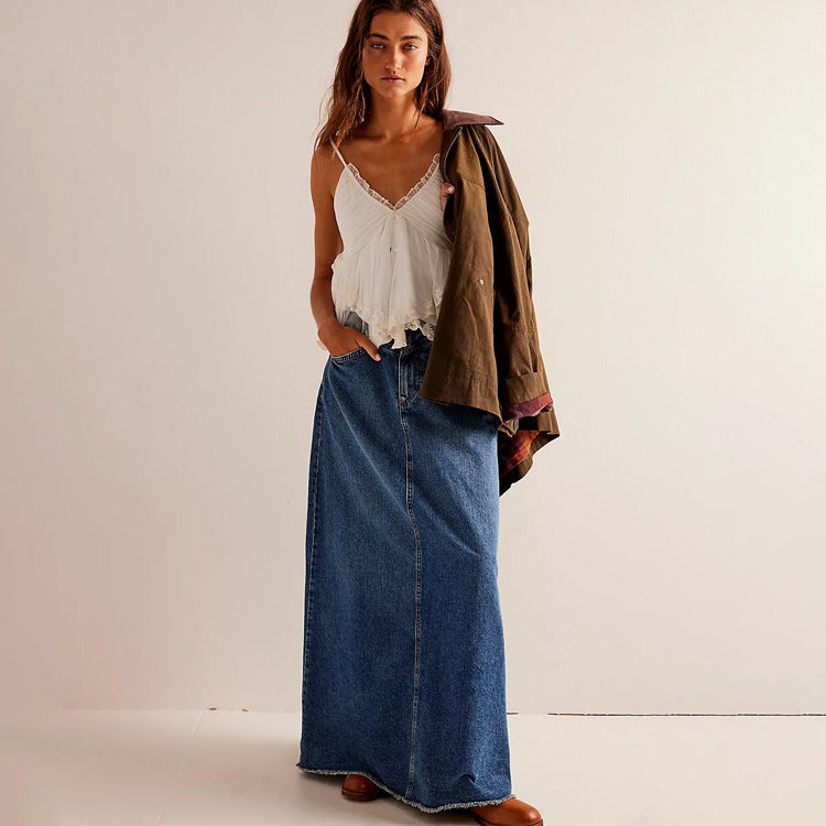 Straight Casual Denim Skirt