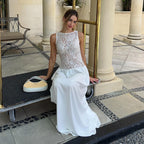 Patchwork Lace Long Sling Dress
