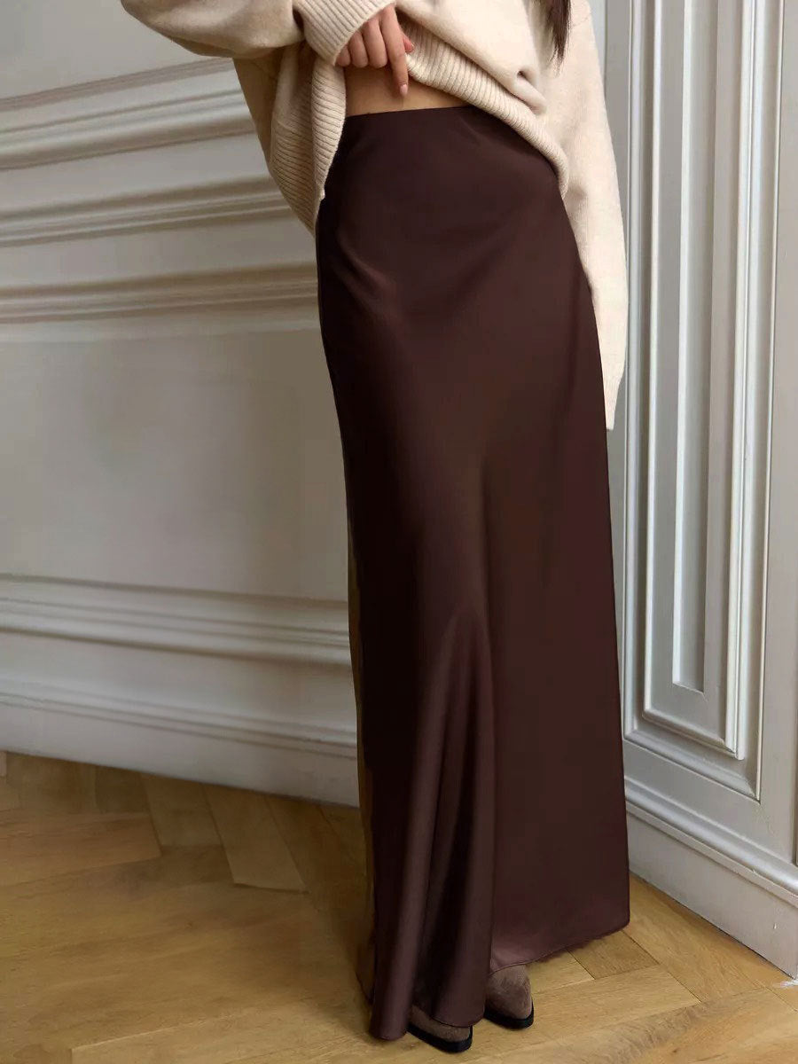 Satin Fishtail Long Skirt
