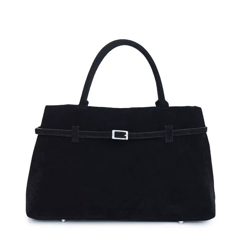 Solid Faux Suede Large Tote Bag