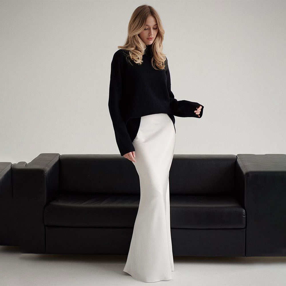 Satin Fishtail Long Skirt