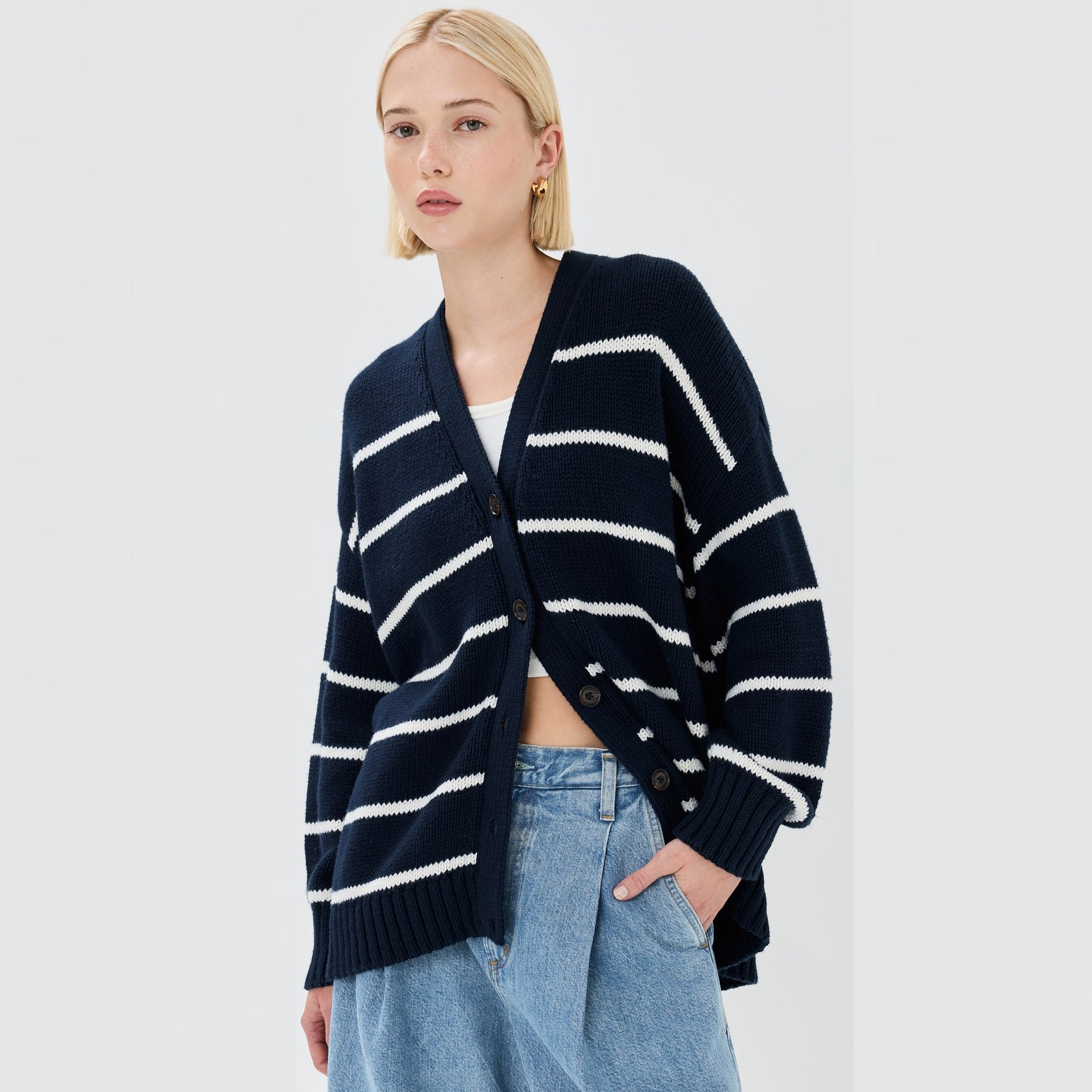 Marseille Striped V-Neck Sweater