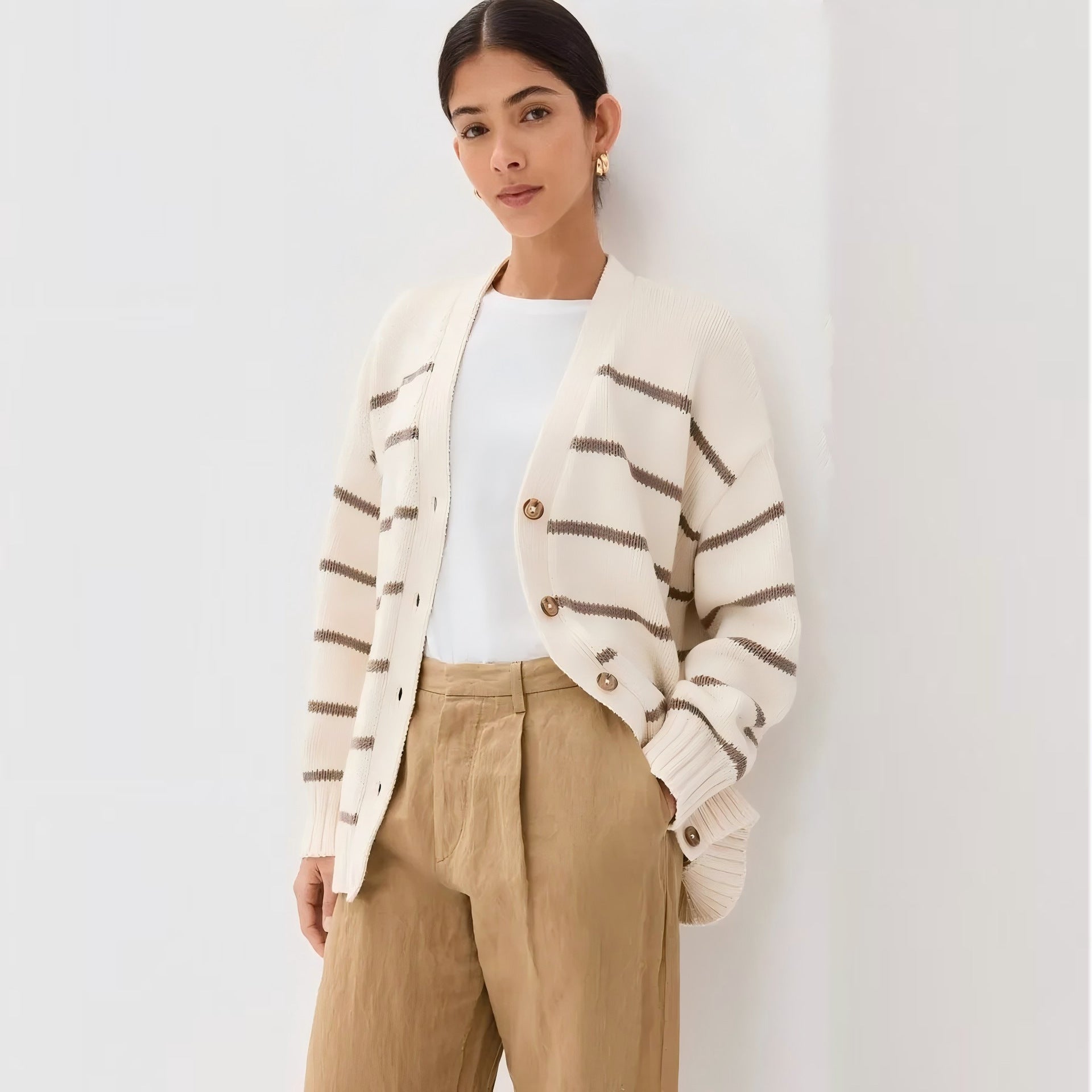 Marseille Striped V-Neck Sweater