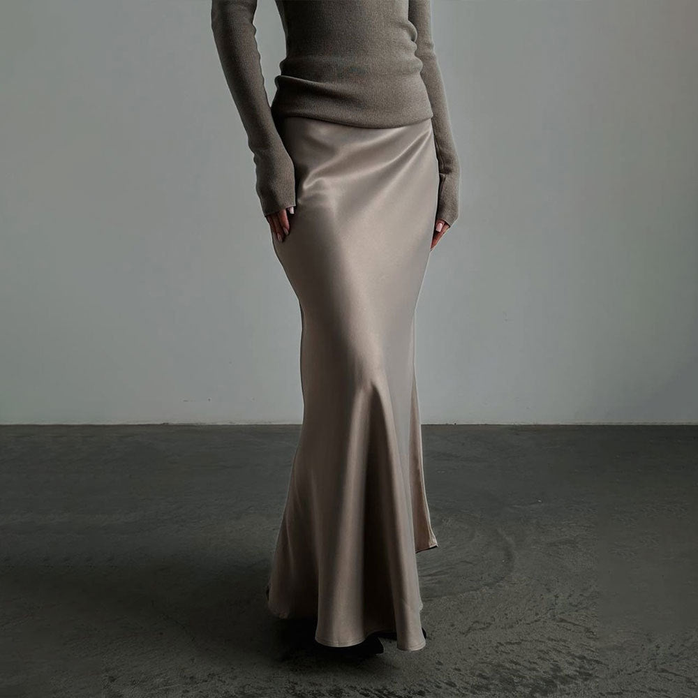 Satin Fishtail Long Skirt
