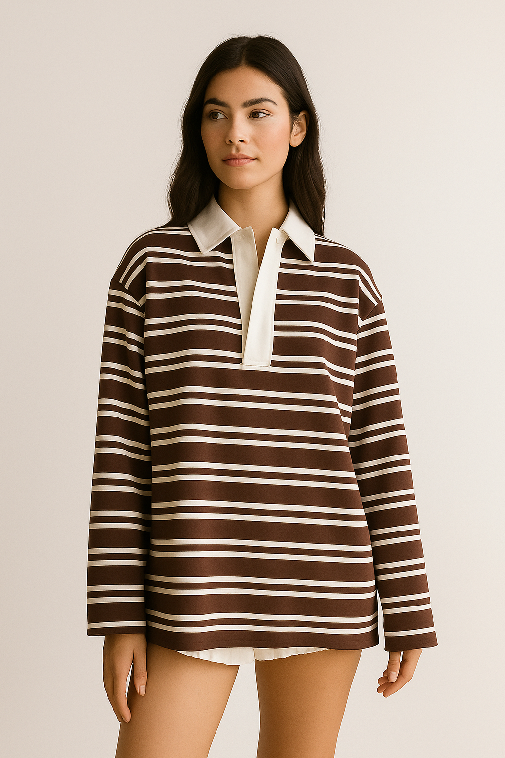 Striped Polo Long Sleeve Top