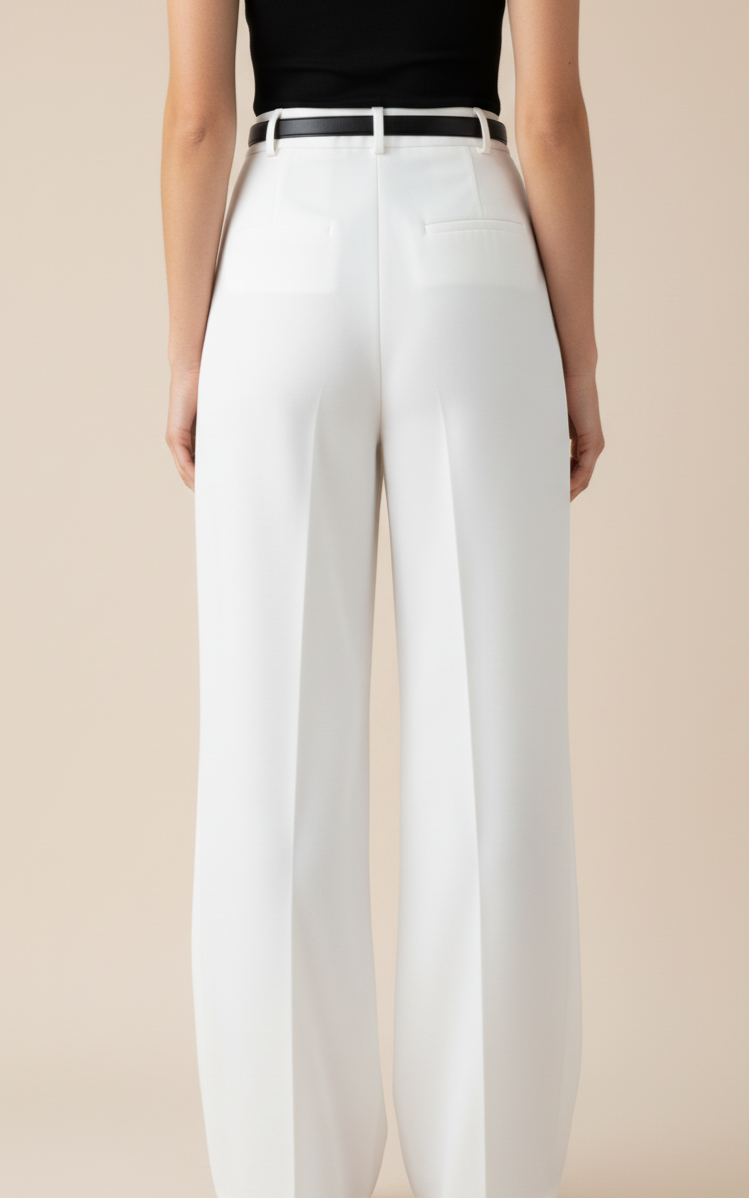 High-Waist White Wide-Leg Trousers