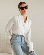 French Style White Lapel Shirt