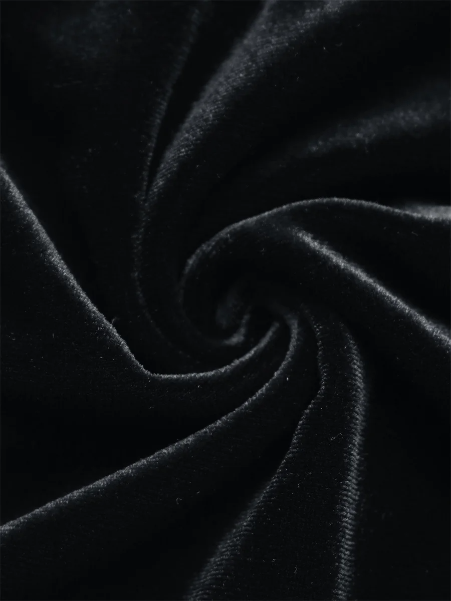 Contrast Collar Velvet Dress