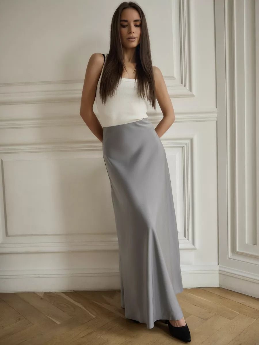 Satin Fishtail Long Skirt