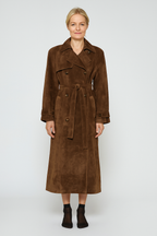 Valencia Double-Breasted Vintage Suede Coat