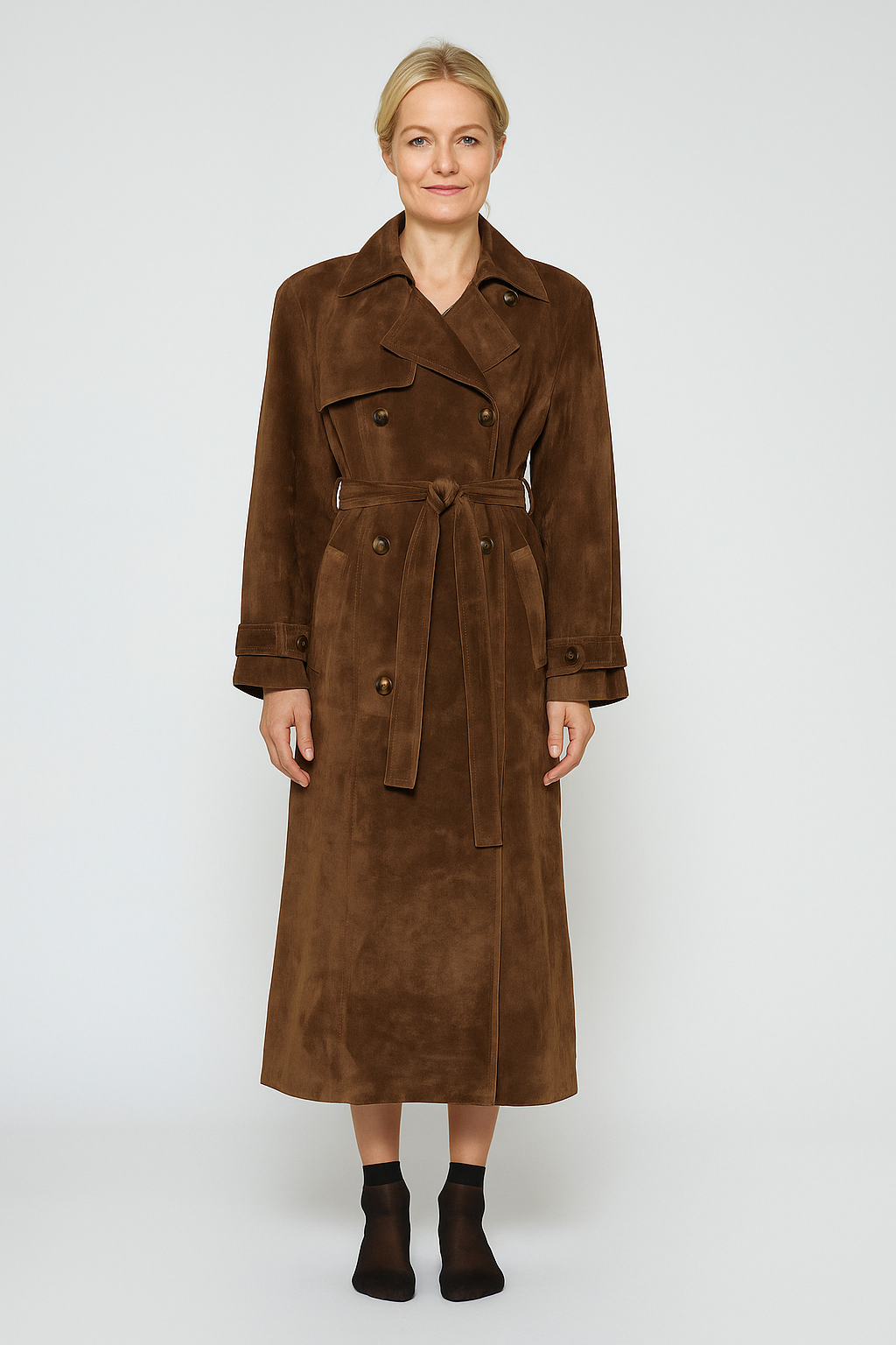 Valencia Double-Breasted Vintage Suede Coat