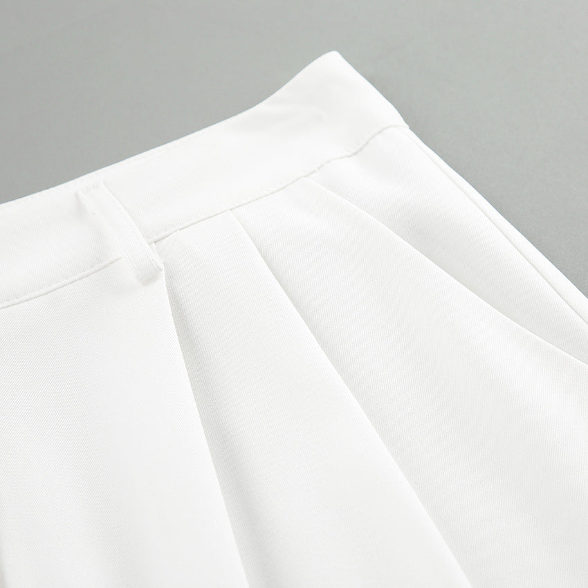 High-Waist White Wide-Leg Trousers
