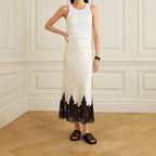 Mia Girl Satin A-line Lace Patchwork Skirt