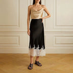 Mia Girl Satin A-line Lace Patchwork Skirt