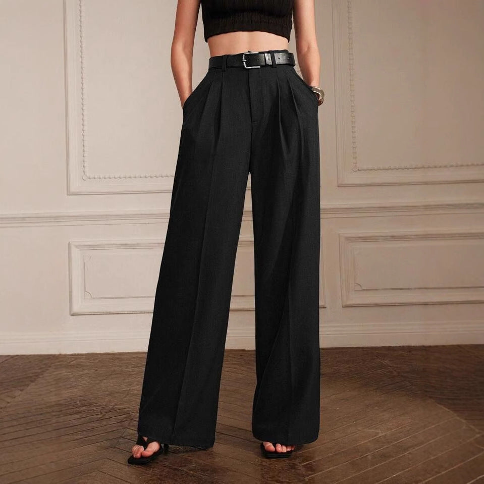 Straight Wide-Leg Suit Pants