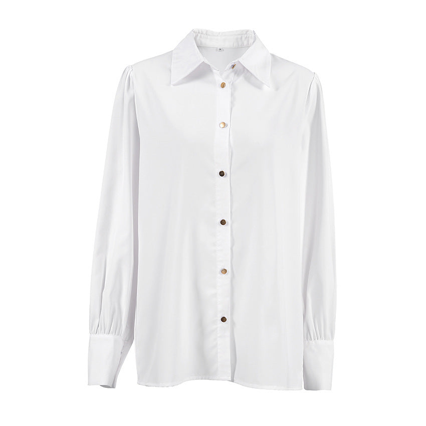 French Style White Lapel Shirt