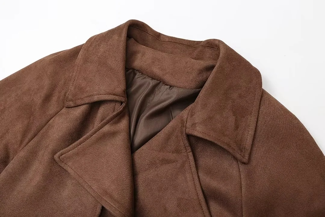 Valencia Double-Breasted Vintage Suede Coat