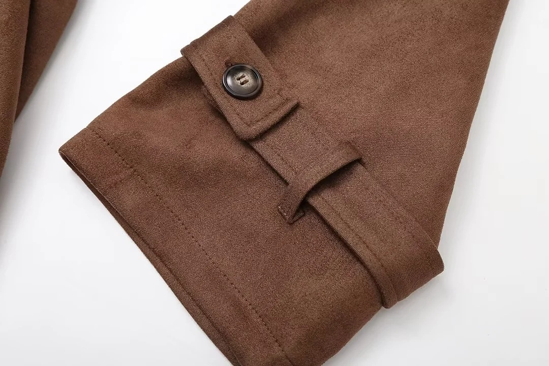 Valencia Double-Breasted Vintage Suede Coat