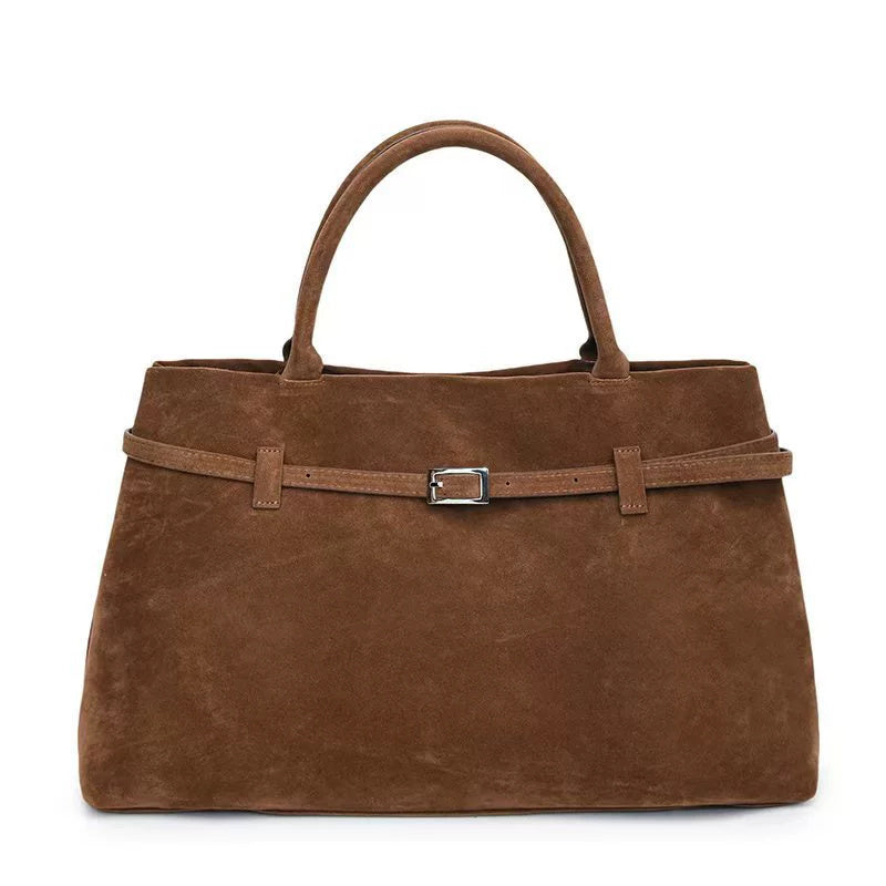 Solid Faux Suede Large Tote Bag